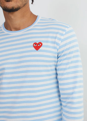 T278 Red Heart Stripe Long-sleeve T-shirt