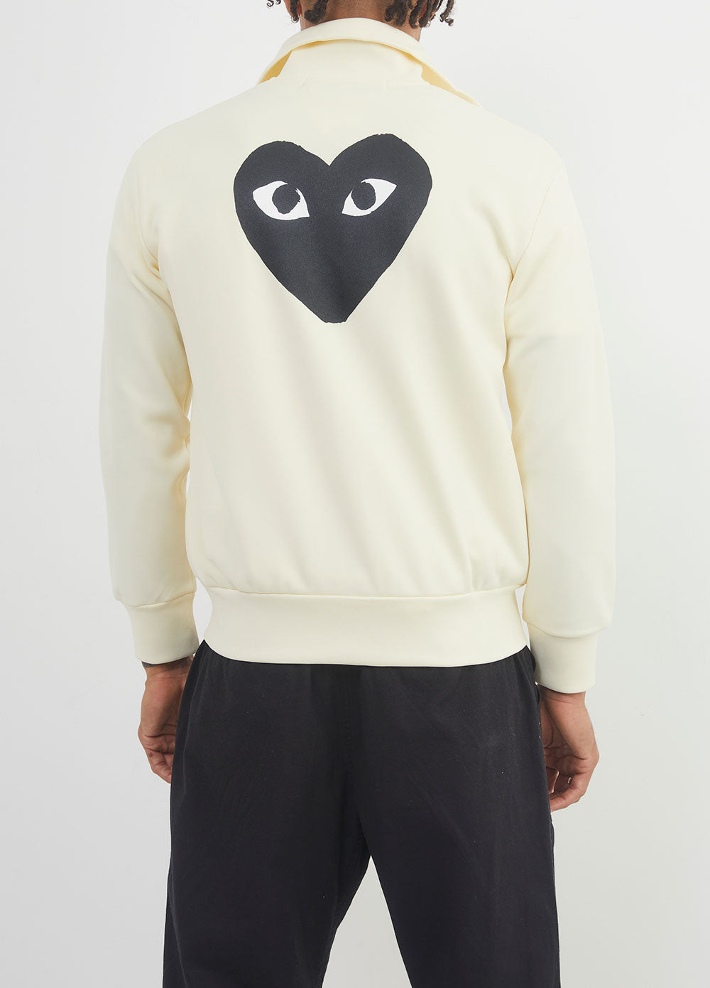 Comme des garcons play black heart zip back print track top on sale