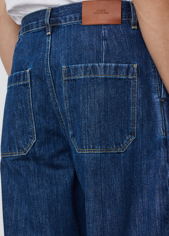 Puch Single Pleated Wide Denim Pant