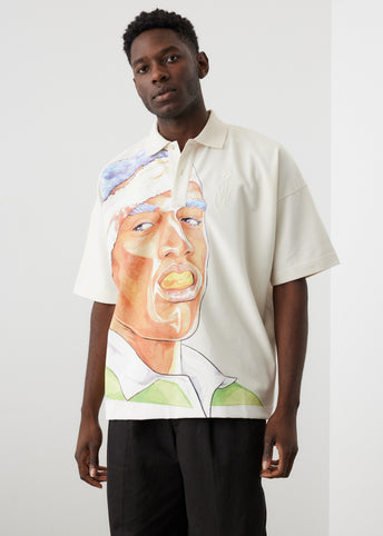 Oversized Printed Polo Shirt