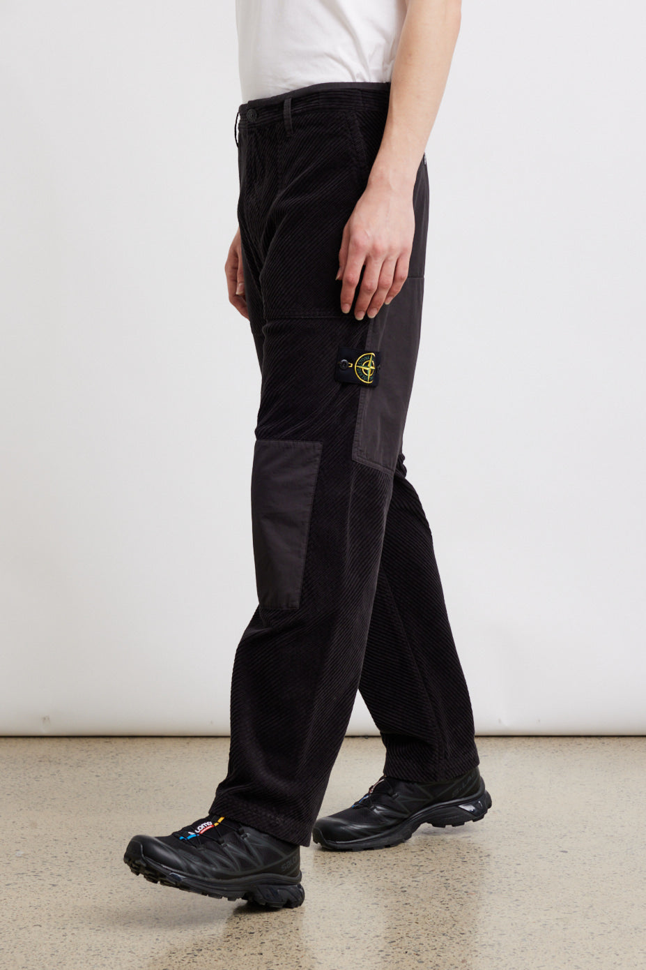 Mix Fabric Cord Fatigue Pants
