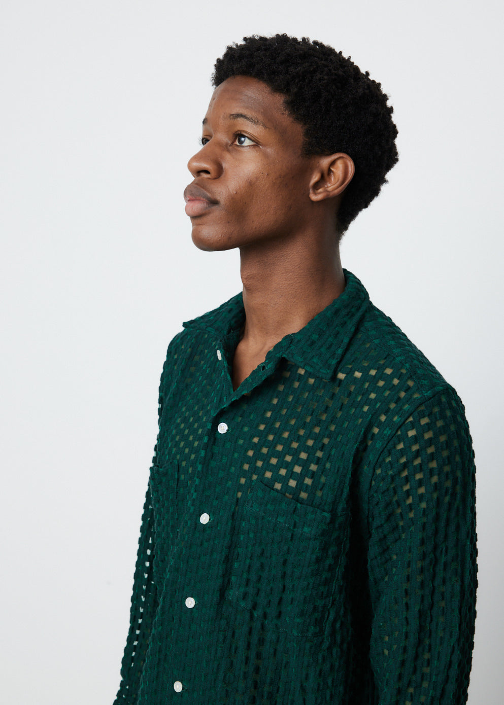 Sheer Brick Lace Long Sleeve Shirt