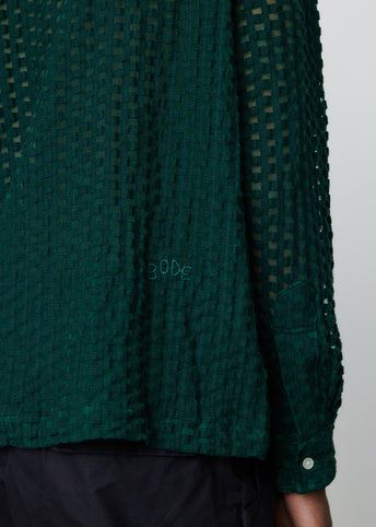Sheer Brick Lace Long Sleeve Shirt