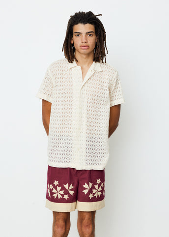 Lattice Lace Short Sleeve Shirt