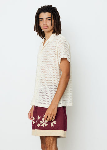 Lattice Lace Short Sleeve Shirt