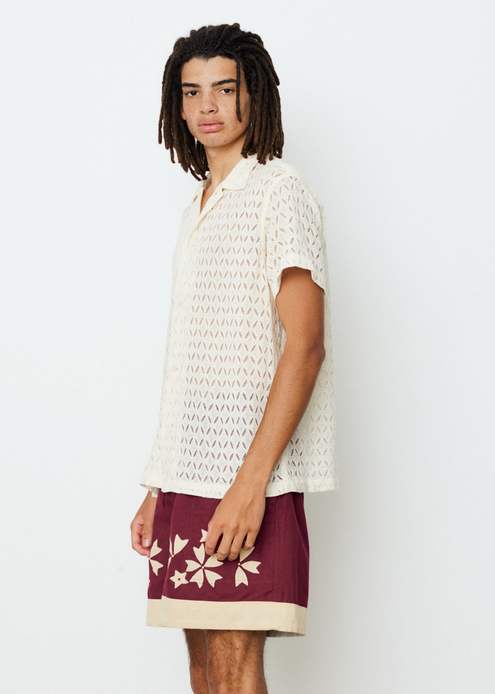 Lattice Lace Short Sleeve Shirt