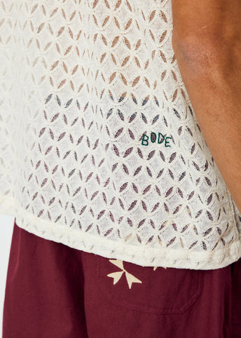 Lattice Lace Short Sleeve Shirt
