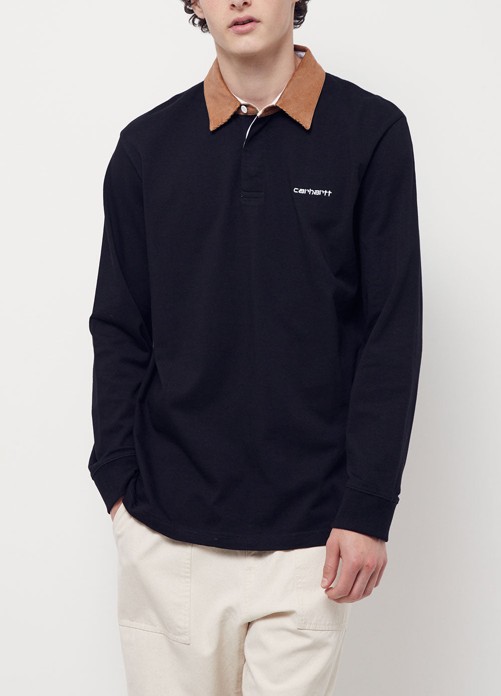 Long-sleeve Cord Rugby Polo Shirt