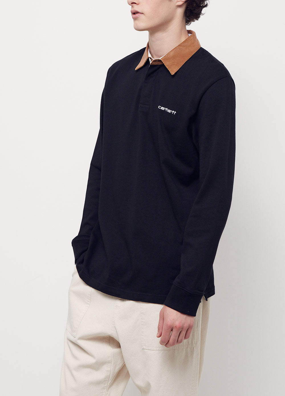 Long-sleeve Cord Rugby Polo Shirt