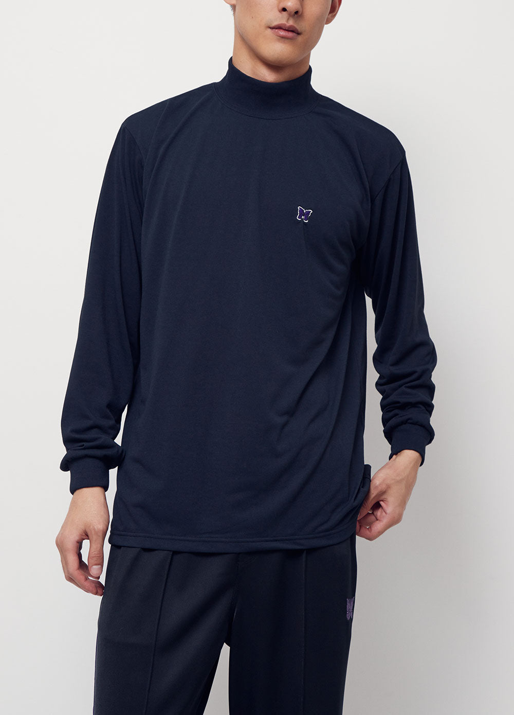 Long-sleeve Mock Neck T-shirt