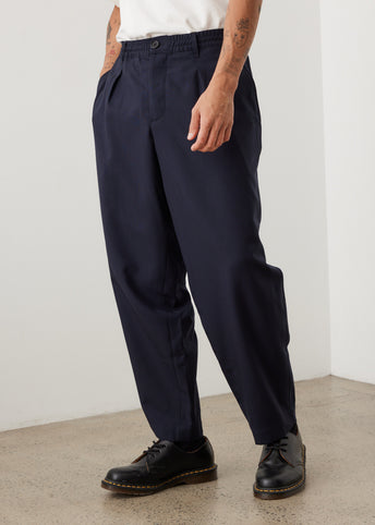 Pleated Cropped Wool Pants