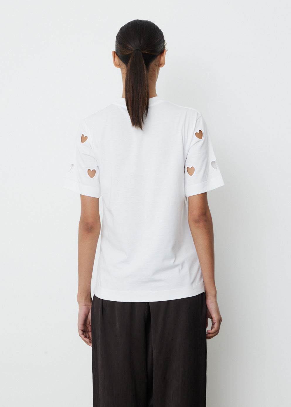 Short Sleeve Heart Cut-Out T Shirt