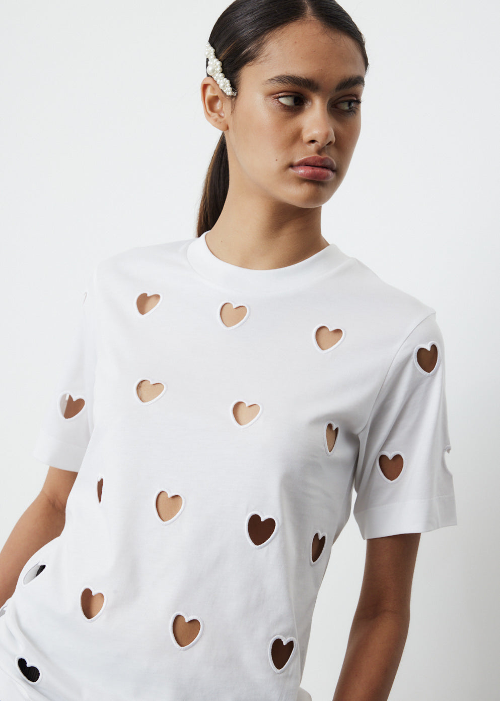 Short Sleeve Heart Cut-Out T Shirt