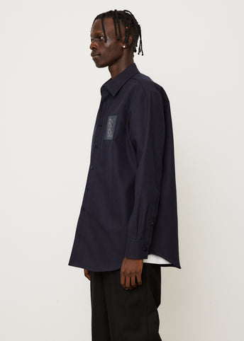 Straight Fit Denim Shirt With Leather Patch