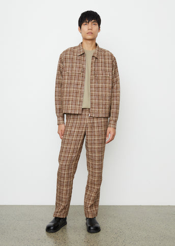 Linen Silk Check Zip Blouson