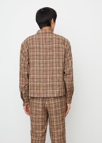 Linen Silk Check Zip Blouson