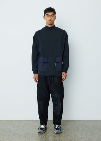 Wool Ponte x Cotton Nylon Tussah Pullover
