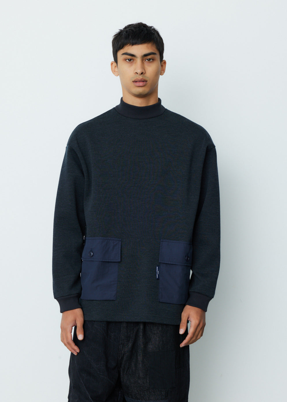 Wool Ponte x Cotton Nylon Tussah Pullover