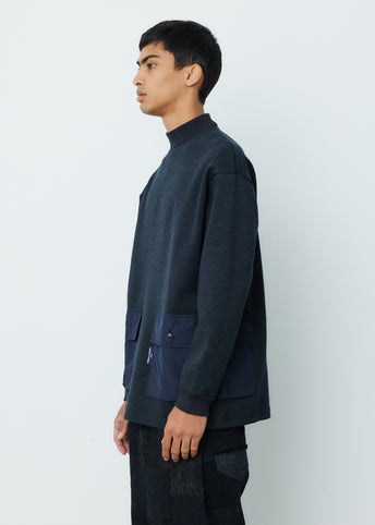 Wool Ponte x Cotton Nylon Tussah Pullover