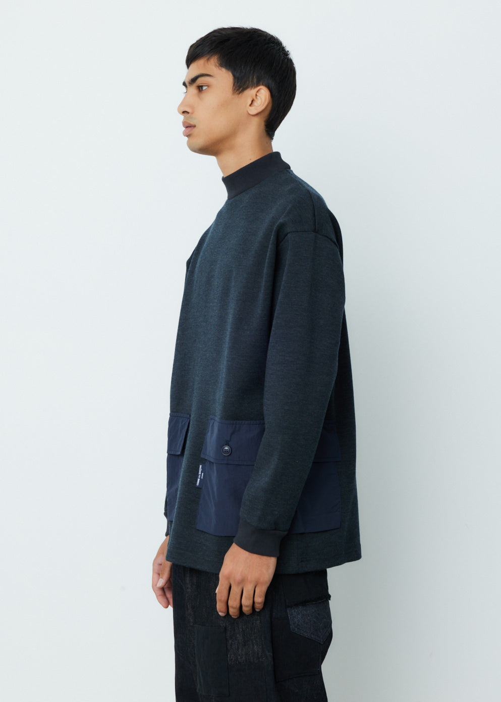 Wool Ponte x Cotton Nylon Tussah Pullover