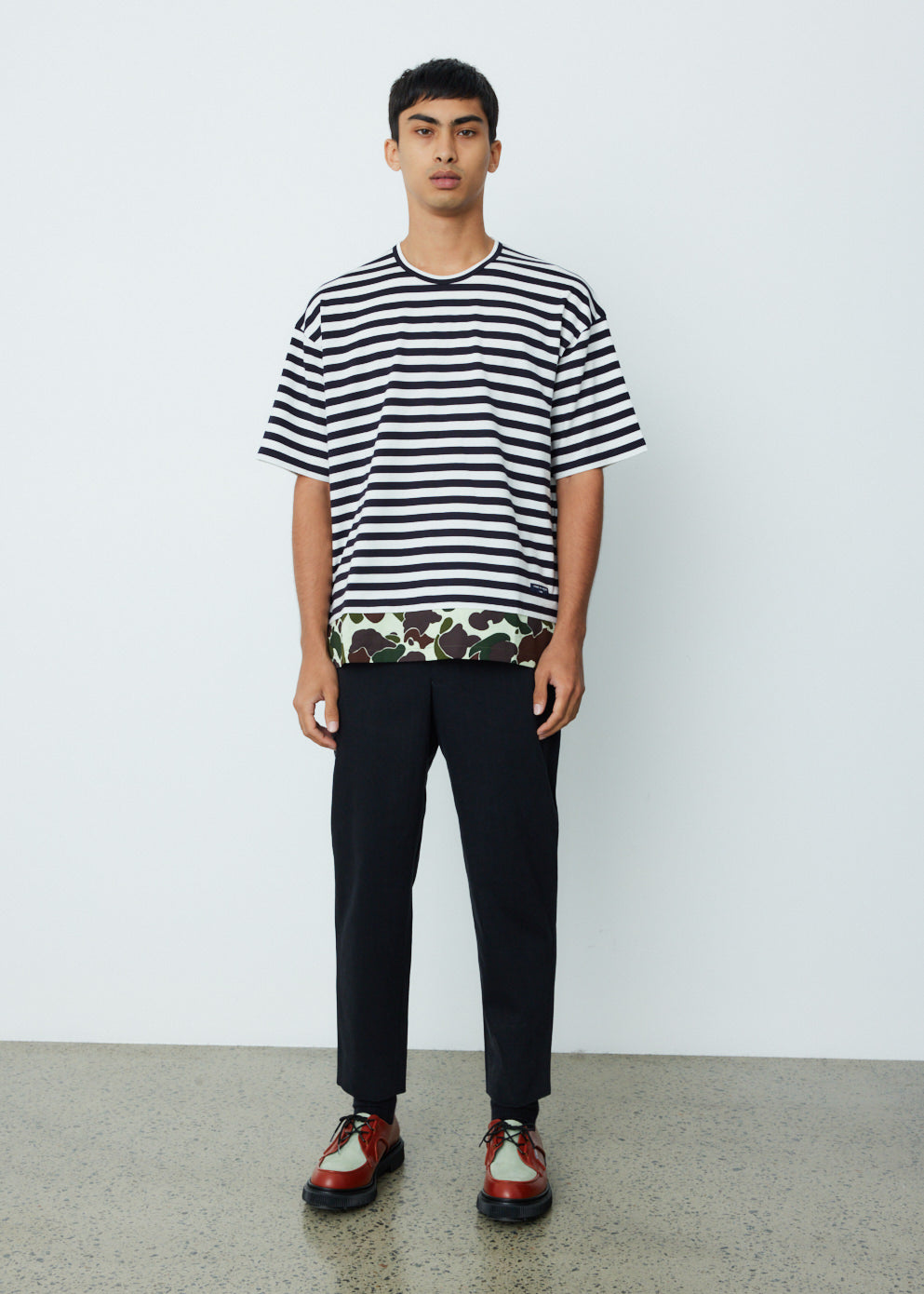 Horizontal Stripe Typewriter Camo Print T-Shirt