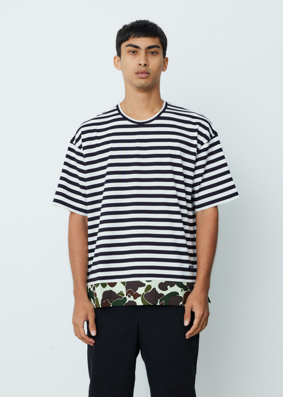 Horizontal Stripe Typewriter Camo Print T-Shirt