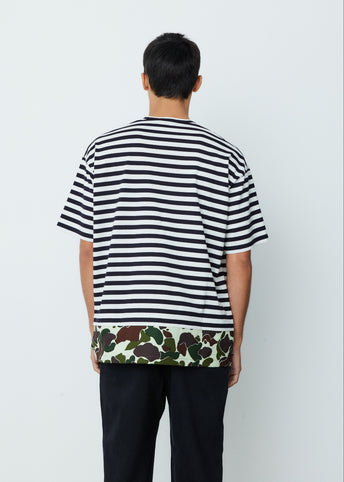 Horizontal Stripe Typewriter Camo Print T-Shirt