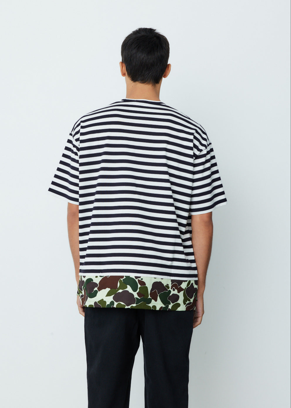 Horizontal Stripe Typewriter Camo Print T-Shirt