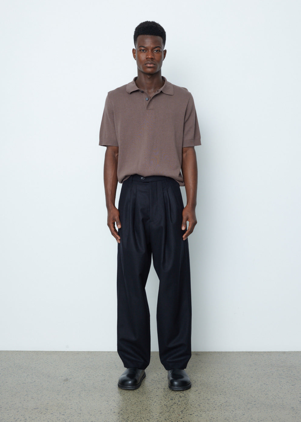 Men's triple pleated trousers sales