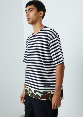 Horizontal Stripe Typewriter Camo Print T-Shirt