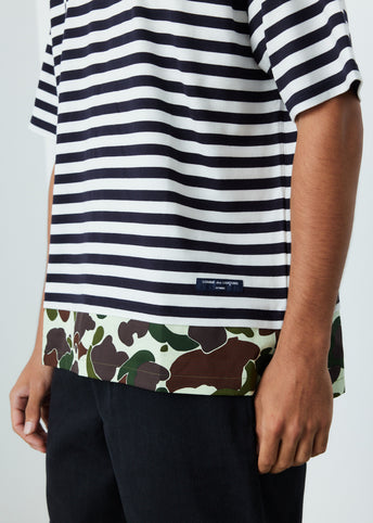 Horizontal Stripe Typewriter Camo Print T-Shirt