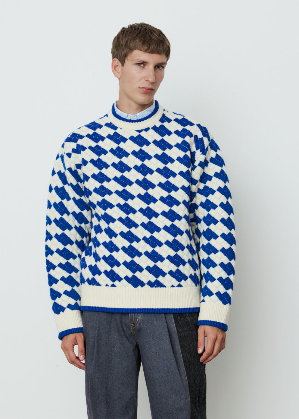 Checked Crewneck Sweatshirt