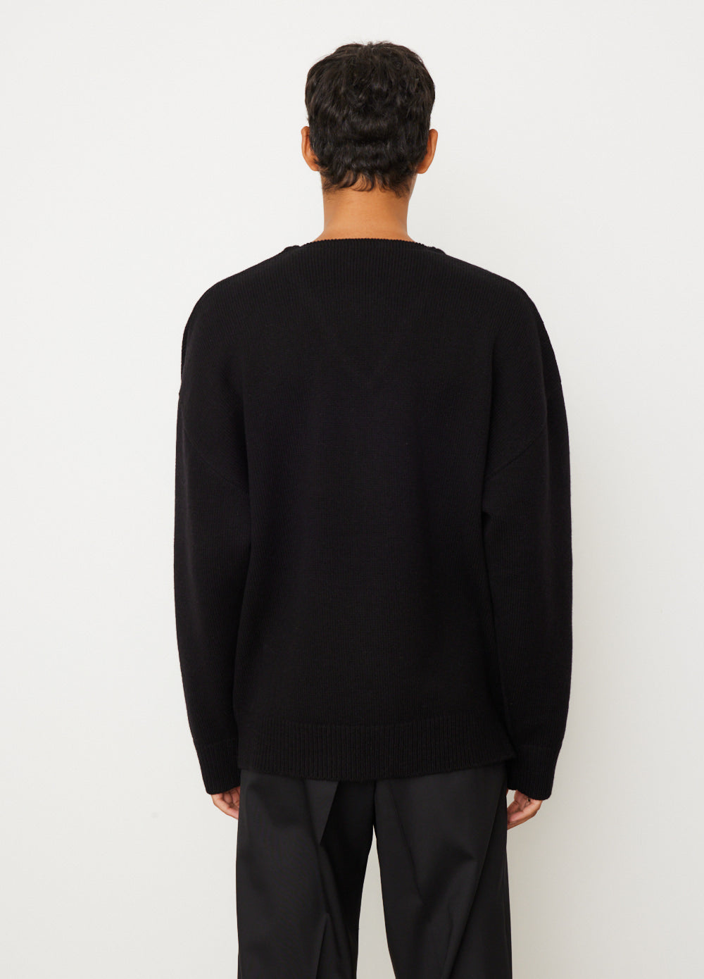 V-Neck Sweater with Net Insert