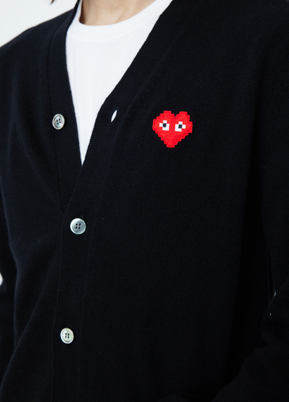 N084 Pixel Red Heart Cardigan