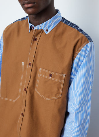 Stripe x Twill x Check Taffeta Shirt