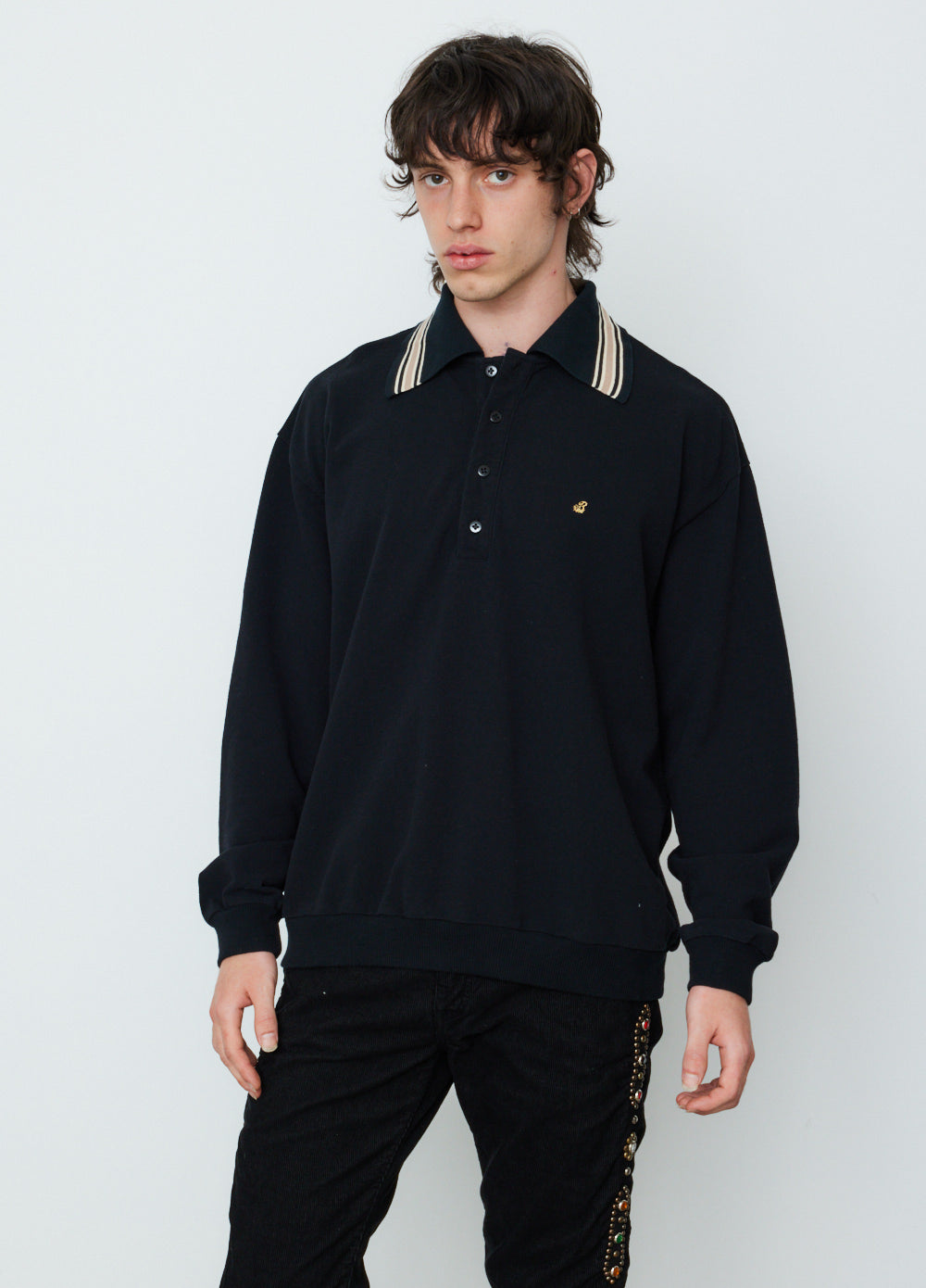 Piquet Large Pointed Collar Retro Polo