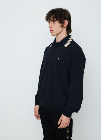 Piquet Large Pointed Collar Retro Polo