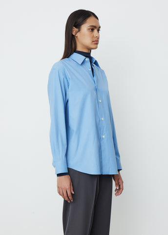 AURALE24awWASHED FINX TWILL SHIRTサイズ0 AURALEE) WASHED FINX TWILL BIG HALF SLEEVED SHIRT (A24SS03TN