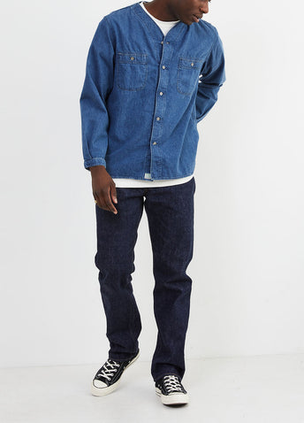 No-collar Denim Shirt