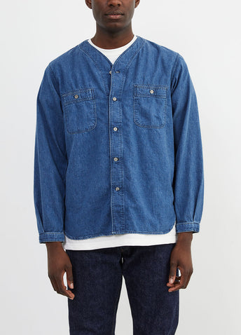 No-collar Denim Shirt