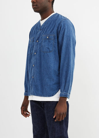 No-collar Denim Shirt