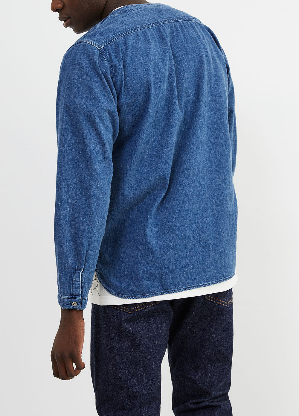 No-collar Denim Shirt