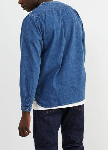 No-collar Denim Shirt