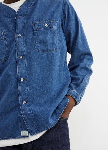 No-collar Denim Shirt