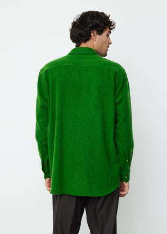 Auralee WOOL CASHMERE LIGHT TWEED SHIRT - GREEN | Garmentory