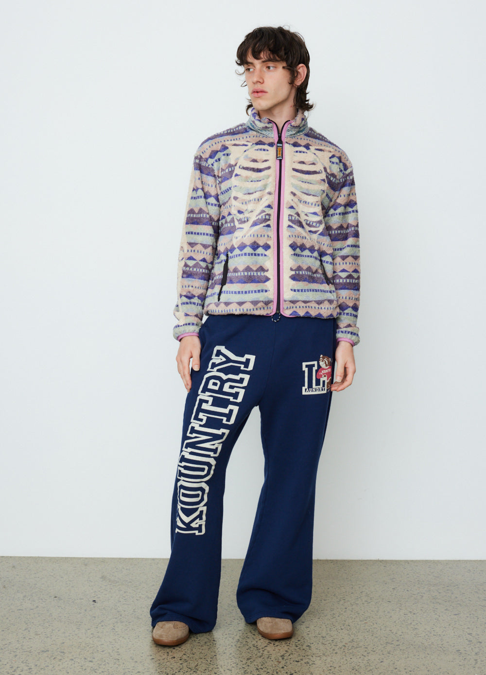 Ashland Stripe & Bone Fleece Zip Blouson