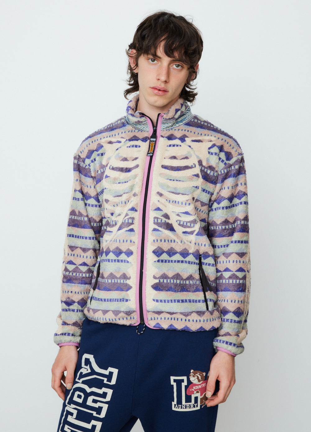 Ashland Stripe & Bone Fleece Zip Blouson