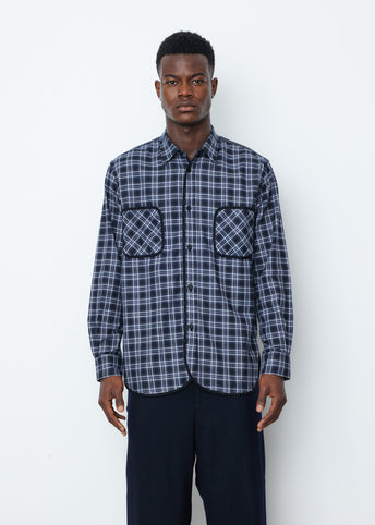 Cotton Check x Wool Paper Twill Shirt With Tape