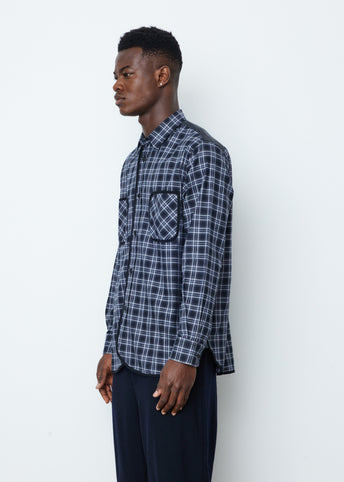 Cotton Check x Wool Paper Twill Shirt With Tape