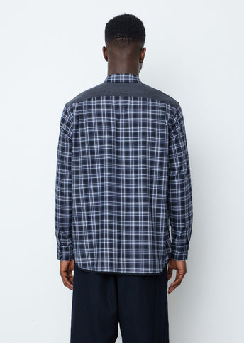 Cotton Check x Wool Paper Twill Shirt With Tape